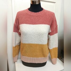 T & S Threads & Supply Women's Striped Super Soft Long Sleeve Pullover Sweater